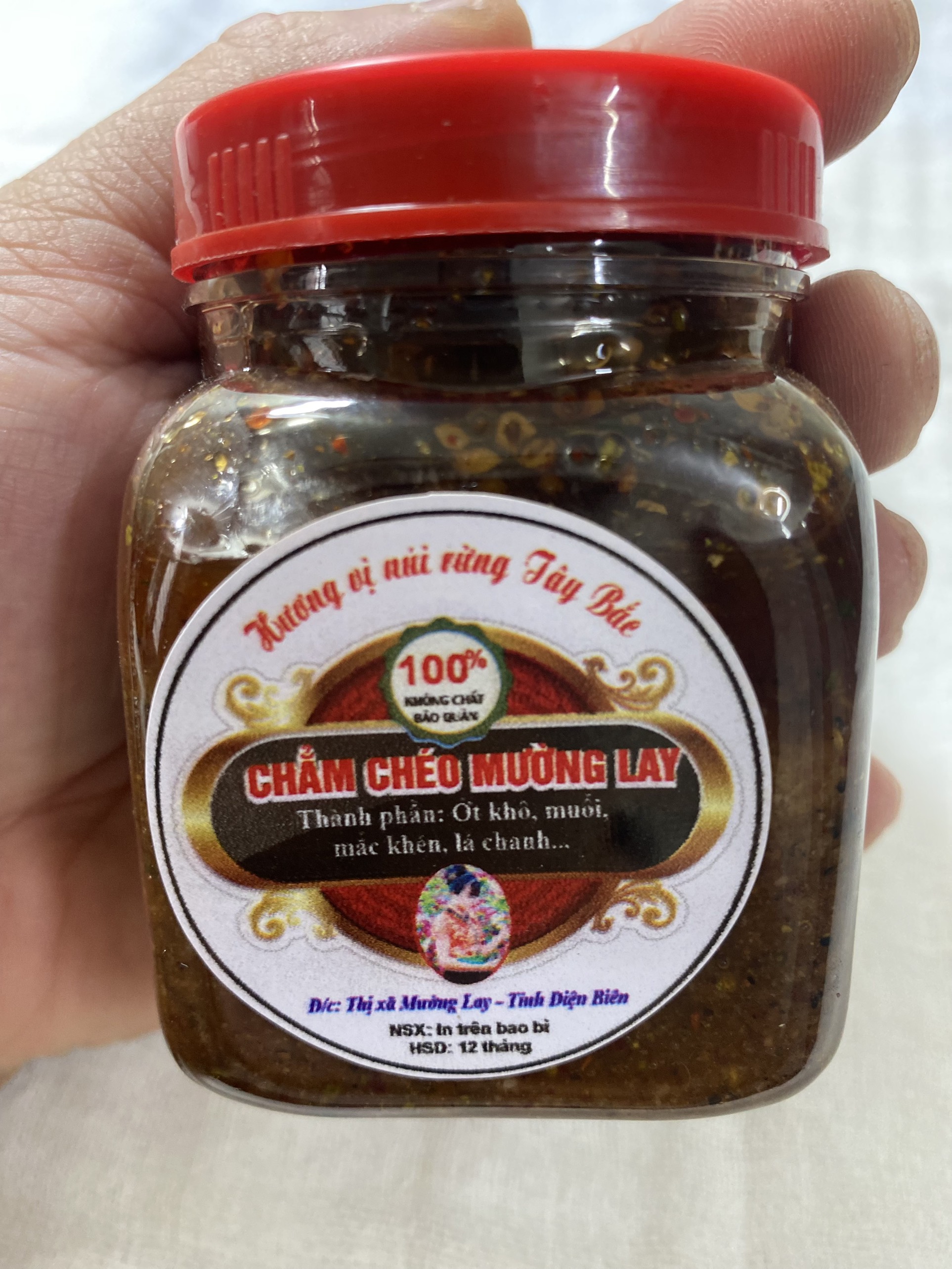 Chẩm chéo ướt lọ 250g, muối chấm chẩm chéo, gia vị chấm thịt gà, thịt luộc, trâu gác bếp, hoa quả đặc sản mường lay điện biên