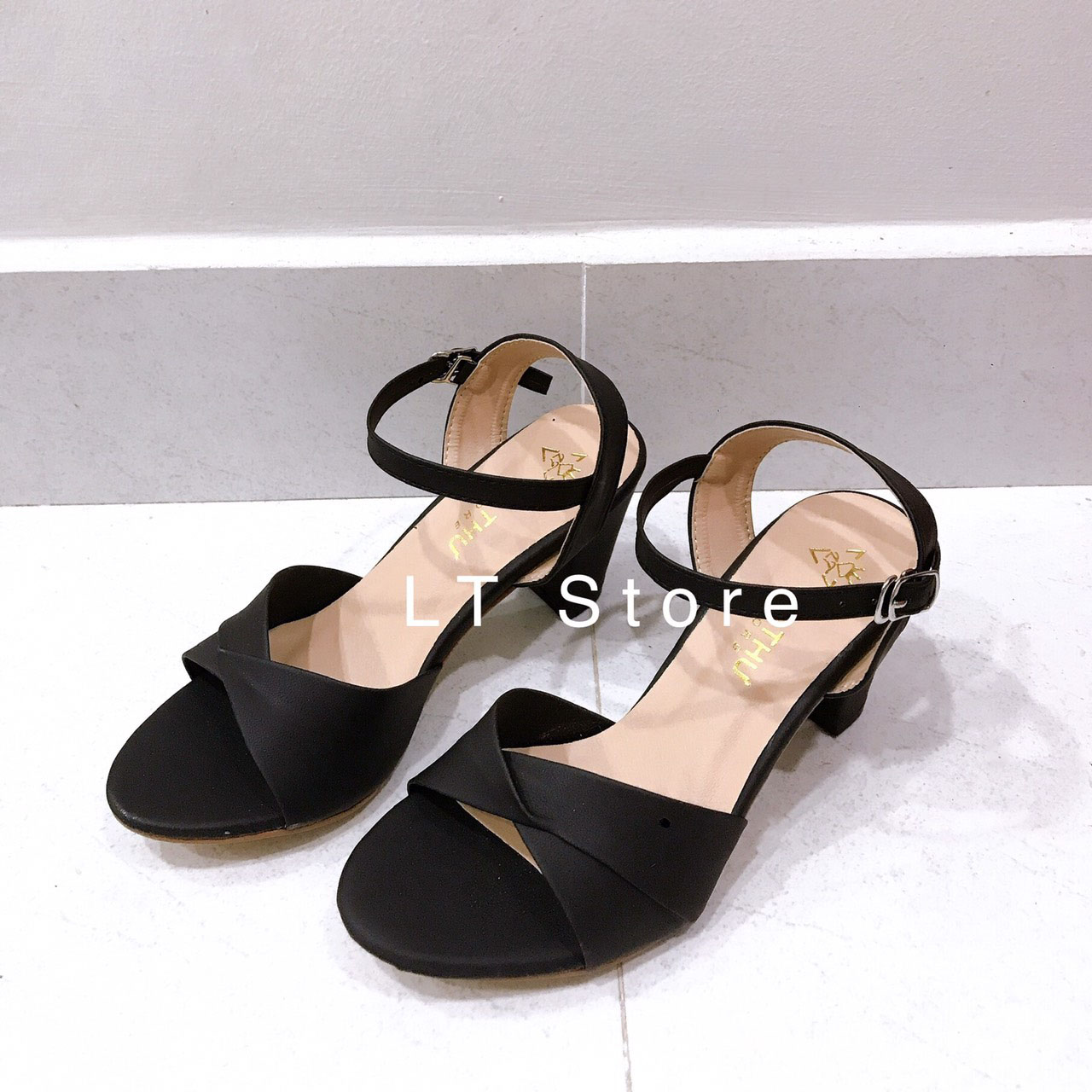 Giày cao gót 7cm xếp kiểu hở gót