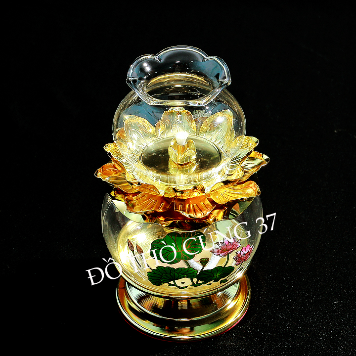 ĐÈN DẦU LƯU LY THỦY TINH 02 [ BÔNG SEN ]
