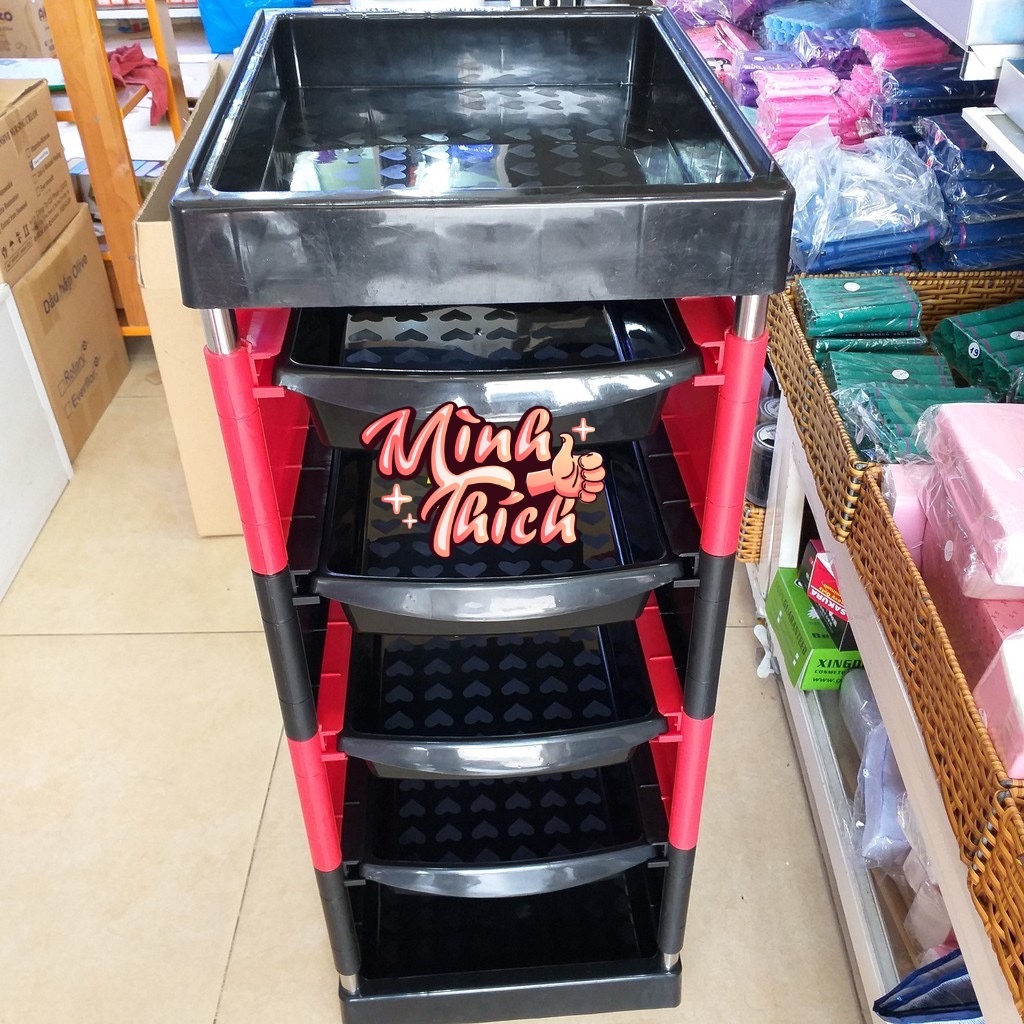 Xe đẩy 4 tầng dụng cụ ngành tóc QV