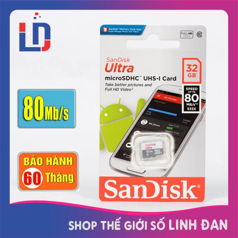 Thẻ nhớ micro SD sandisk Ultra 32GB 80Mb/s - New version