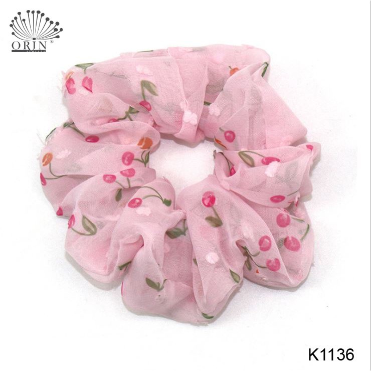 Dây buộc tóc, cột tóc vải scrunchies trái cherry HARI0421