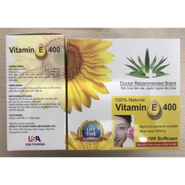 Vitamin E 400 Đẹp da, sáng da, chống lão hoá da hộp 100 viên nhập khẩu