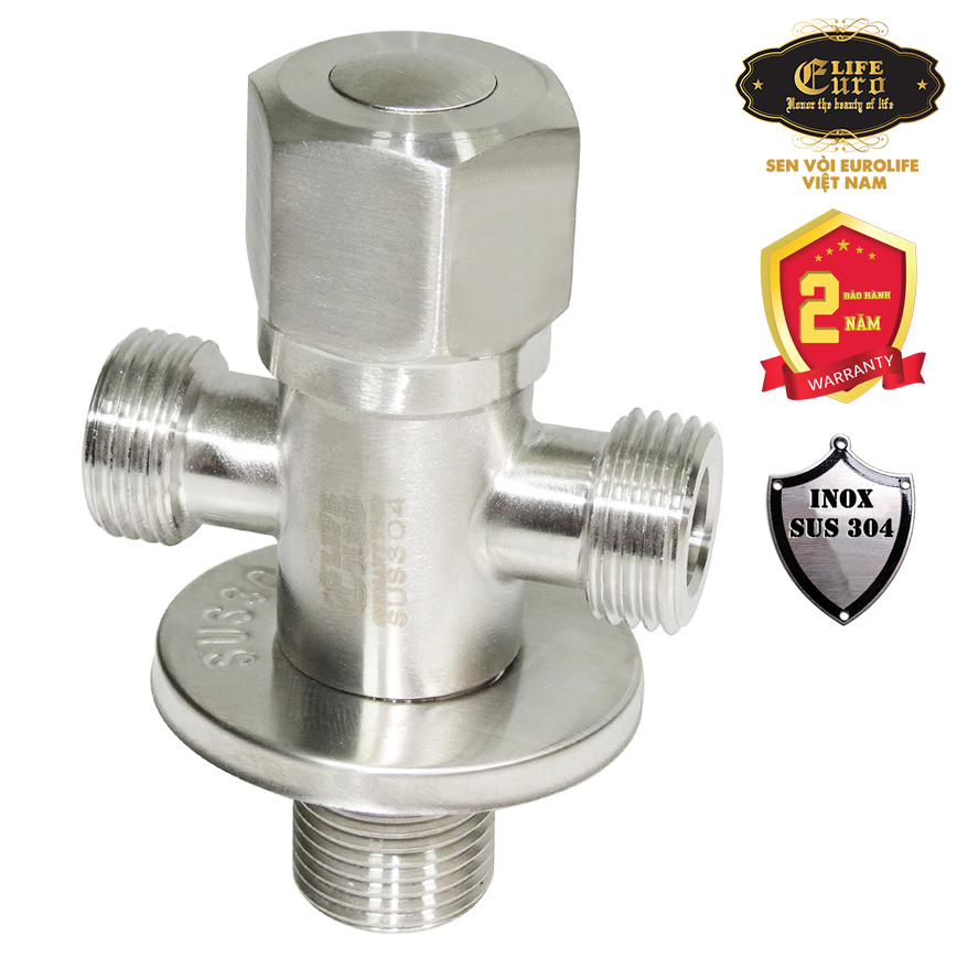 Van chia giảm áp - khóa 2 đường nước Inox SUS 304 Eurolife EL-X30