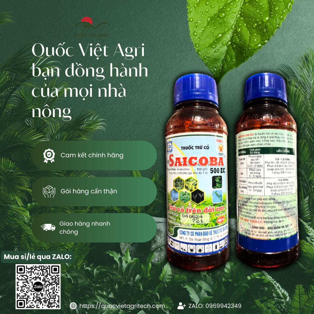 Thuốc trừ cỏ SAICOBA 500EC (chai 400ml) - Acetochlor 500g/l Trừ cỏ trên đất trồng cạn