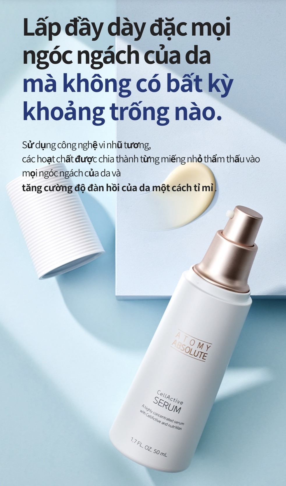 Tinh chất serum làm trắng và mờ các nếp nhăn da cho da mặt (loại cao cấp trong set 6)- Atomy Absolute Cellactive Serum 50 ml - 애터미 앱솔루트 셀랙티브 세럼 - Атоми СеллАктив Сыворотка