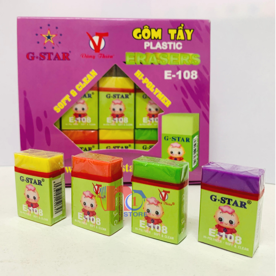 Combo 5 cái gôm tẩy bút chì gstar e108 nhiều màu, dễ thương