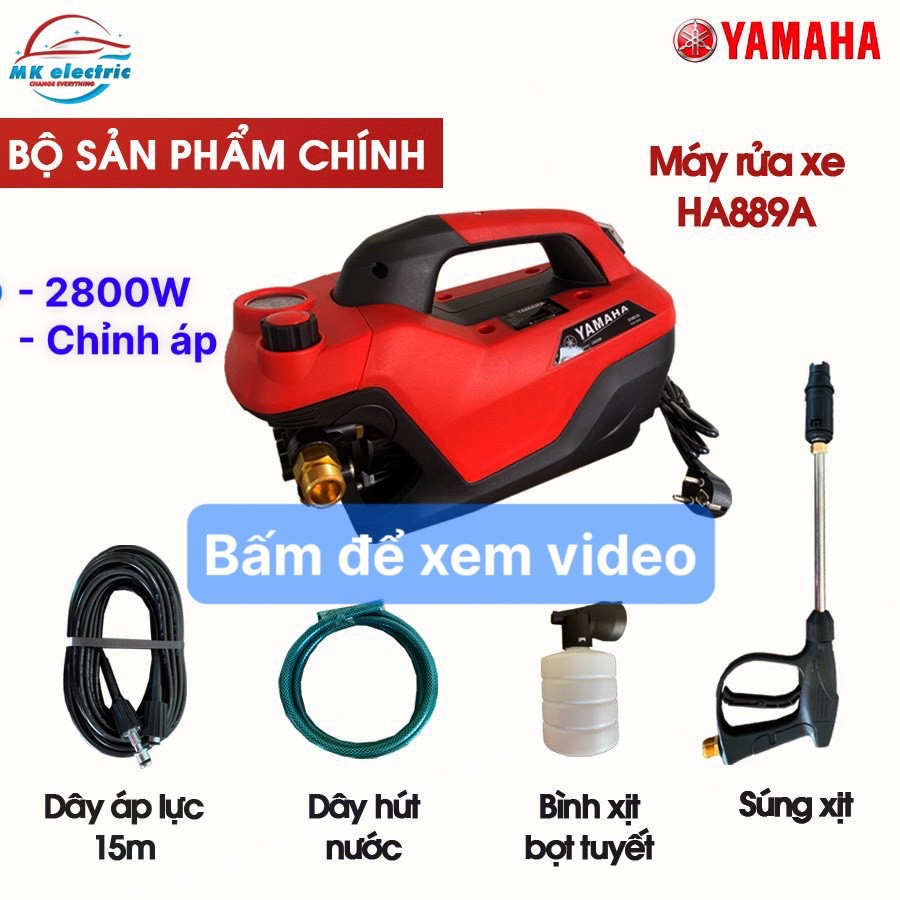 Máy rửa xe cao áp yamaha 2800w ha889a - có nút chỉnh áp suất + van xả khí, dây dài 15m