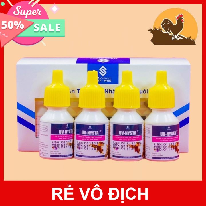 Uv - nysta nấm diều, nấm phổi, nấm họng, đẹn cho gà đá 1 hộp 10 lọ x 10 ml