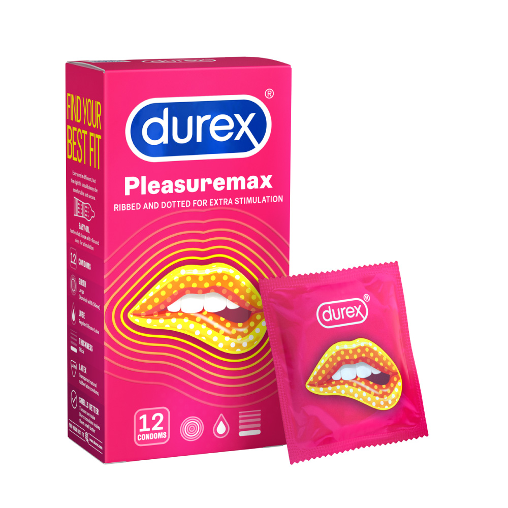 [Voucher giảm tối đa 45K đơn từ 349K] Bao cao su Durex Pleasuremax gân gai tăng khoái cảm (size 56mm, 12 bao/hộp)