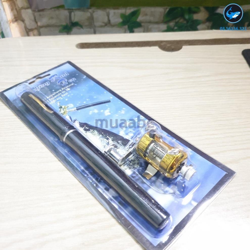 Cần câu cá mini hình cây bút kèm máy ngang