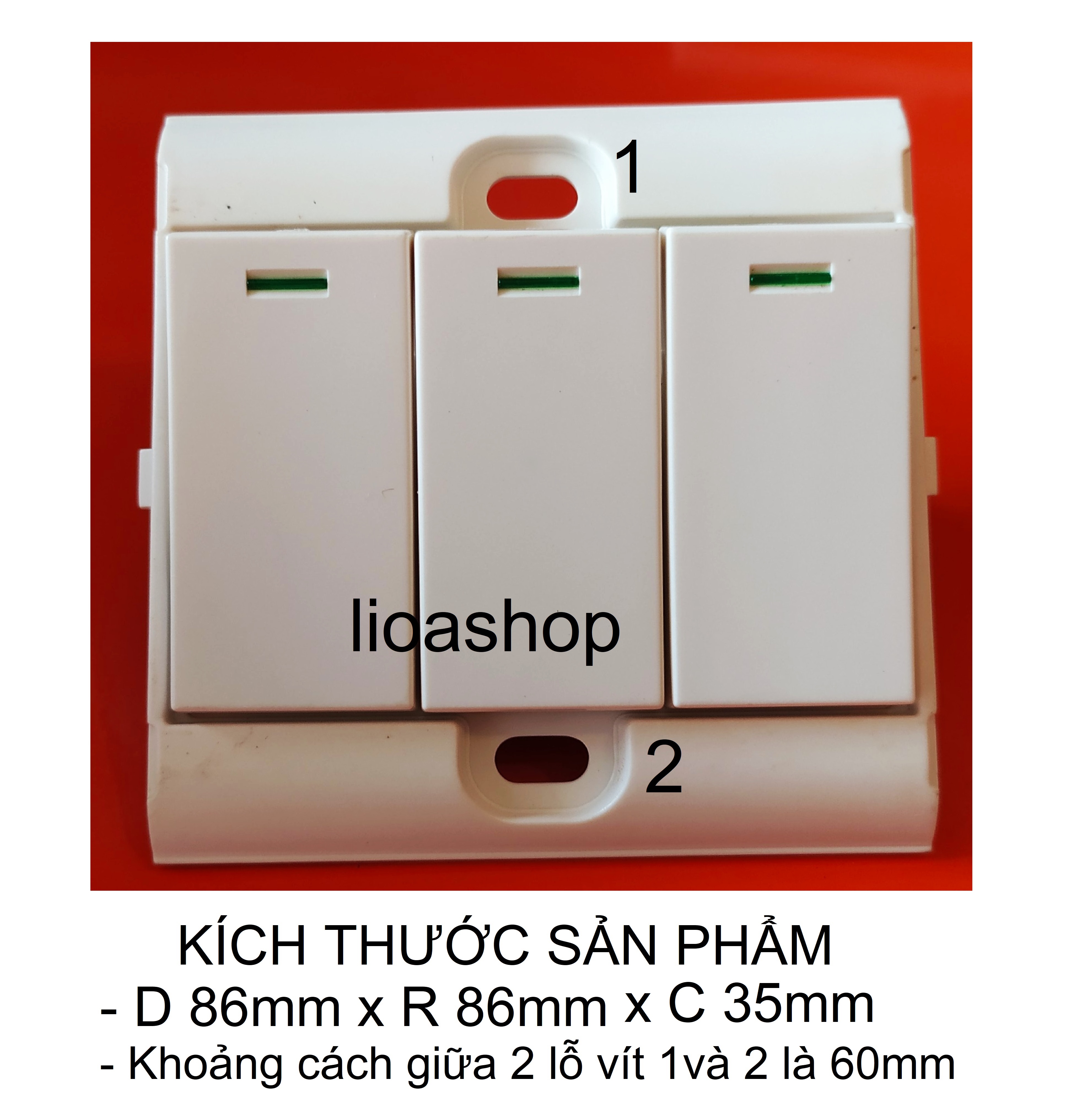 CÔNG TẮC BA 1 CHIỀU VÀ 2 CHIỀU LiOA PHÍM TO  -HÌNH VUÔNG