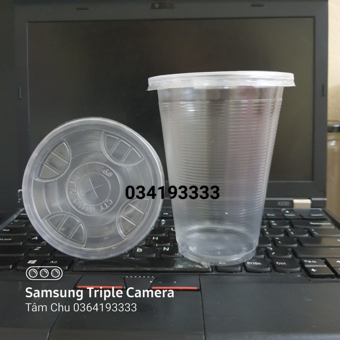 Ly nhựa dùng 1 lần 500ml kèm nắp phẳng combo 50 cái Cốc nhựa take away