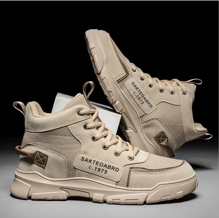 Giày cao cổ nam, giày bốt nam, sneaker nam cổ cao da lì chắc chắn cao cấp, sang trọng AVI - 424