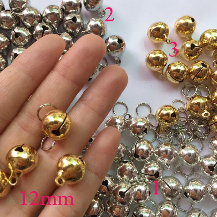 5 Chuông tròn size 12mm kèm khoen, chọn màu