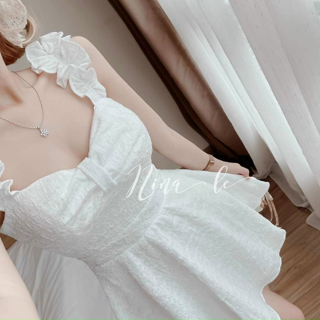 Đầm Trễ Vai Viền Bèo (Có Mút)