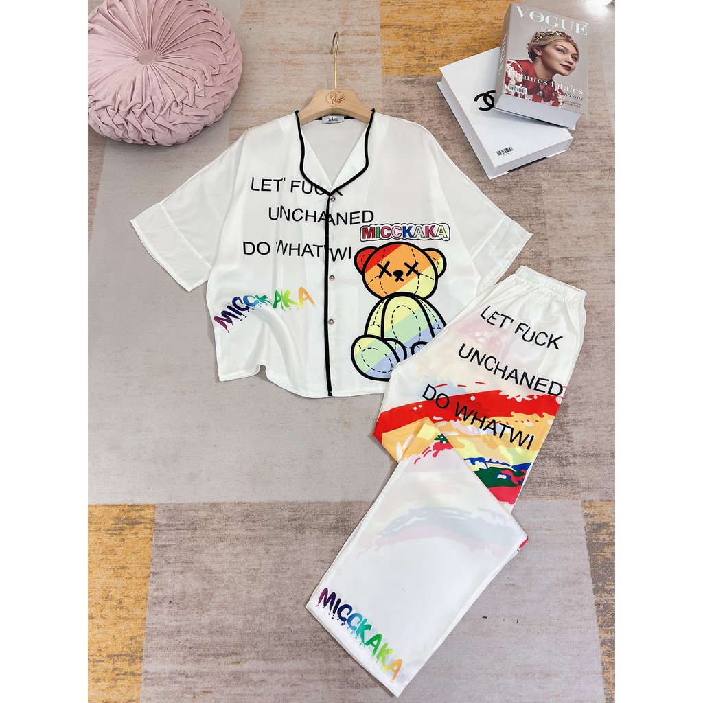 [HCM]SÉT BỘ PYJAMA LỤA LATIN 2D THIẾT KẾ