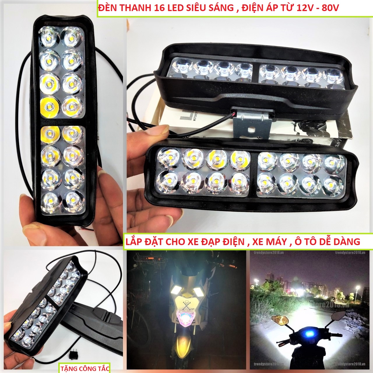 ĐÈN TRỢ SÁNG XE MÁY 16 TIM LED MẪU MỚI SIÊU SÁNG , ĐÈN TRỢ SÁNG Ô TÔ XE MÁY , DEN LED TRO SANG XE MAY, ĐÈN LED SIÊU SÁNG XE MÁY , ĐỒ CHƠI TRANG TRÍ XE MÁY , PHỤ KIỆN ĐỘ XE MÁY