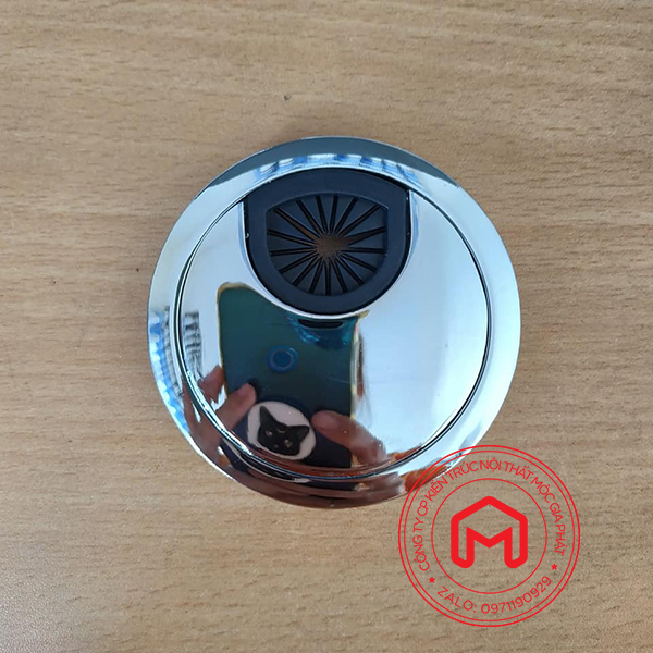 Combo 10 Nắp luồn dây điện tròn hợp kim mạ chrome lỗ khoét phi 60 mm