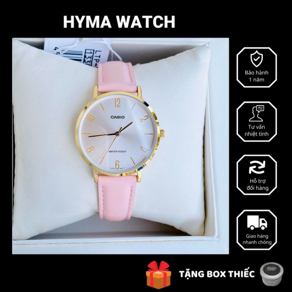 Đồng hồ nữ dây da chính hãng Casio LTP VT01GL-4B Mặt trắng viềng vàng - Size 34mm chống nước 3ATM Bảo hành 1 năm Hyma watch