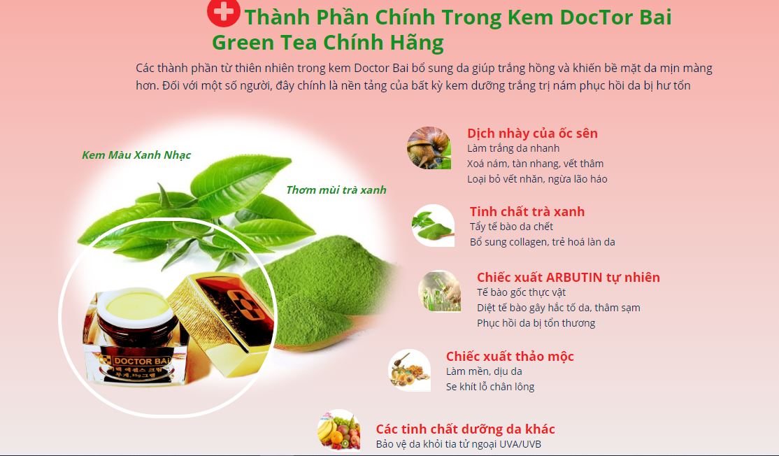 Kem Mờ Nám Trắng Da Doctor Bai Green Tea