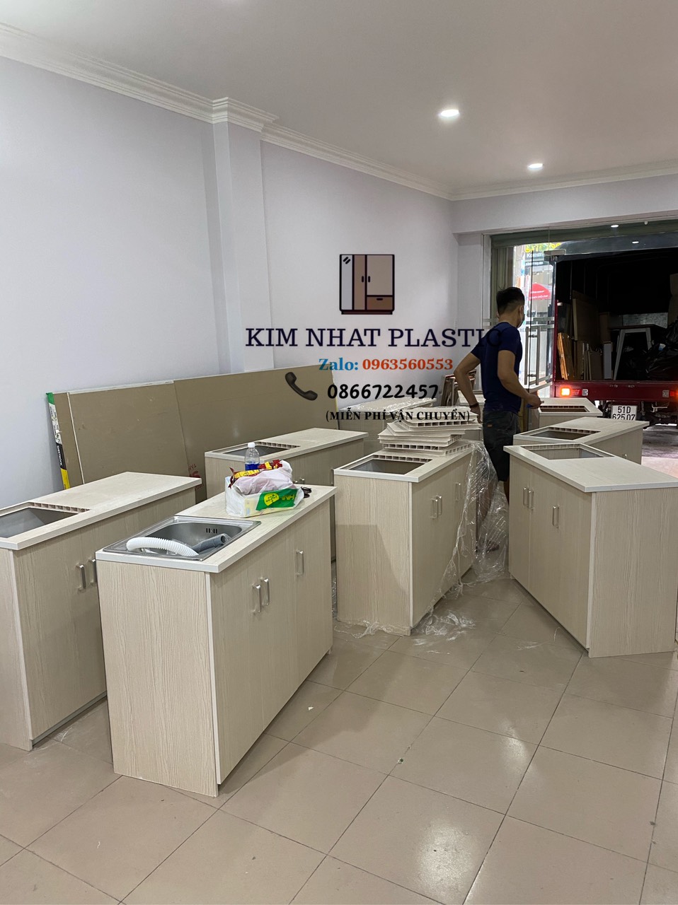 Tủ bếp mini có sẵn bồn rửa freeship tphcm