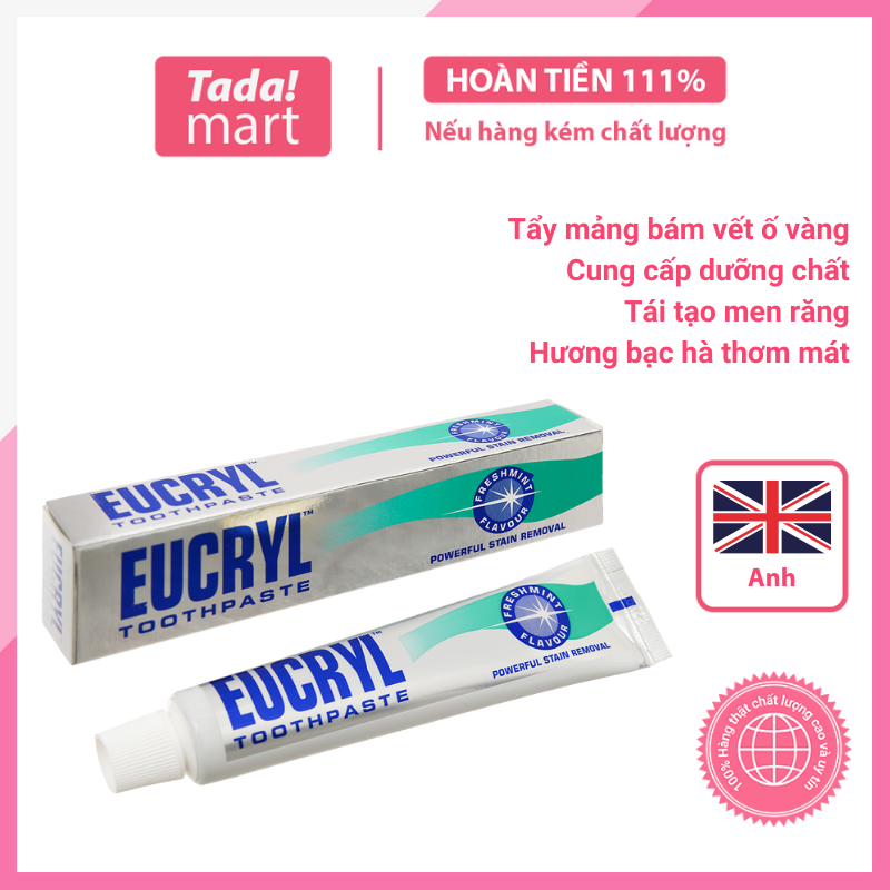 Kem đánh răng làm trắng Eucryl 50ml Anh