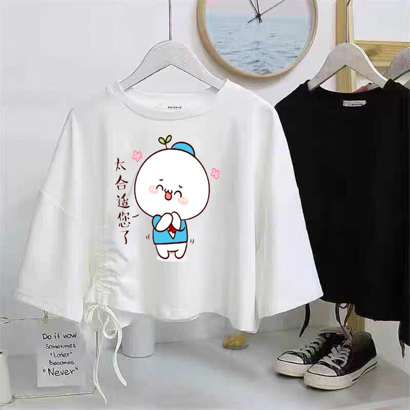 Áo croptop Hình ngộ nghĩnh, Áo Thun From rộng mặc cho nam và nữ, chất đẹp, rộng rãi thoải mái, Quần suông ống rộng, Quần kẻ, Sét bộ mặc ở nhà - MIMOSA