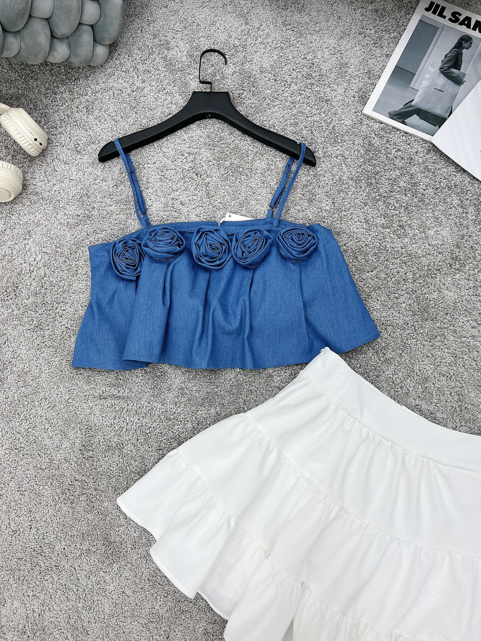 set váy 2 dây hoa dáng ngắn và dáng dài