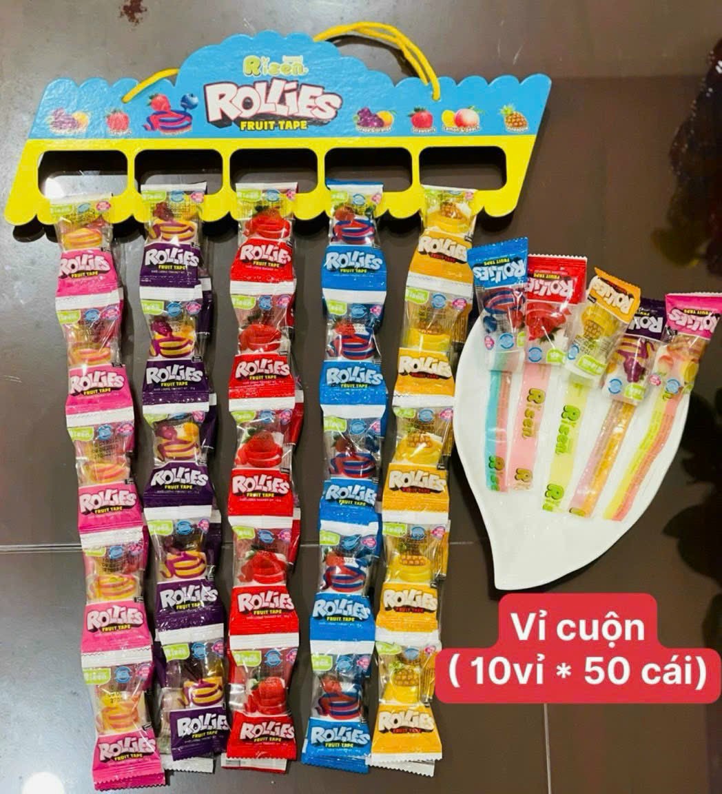 [VỈ 50 GÓI] KẸO DẺO CUÔN VỊ TRÁI CÂY RISEN