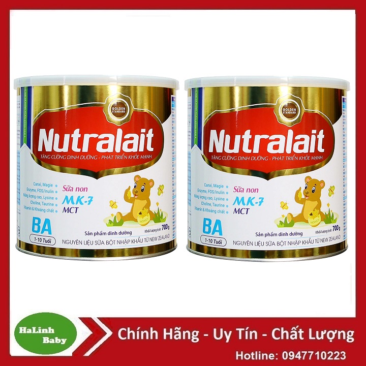 Combo 2 lon sữa bột Nutralait BA 700g [Cho trẻ 1_10 tuổi]