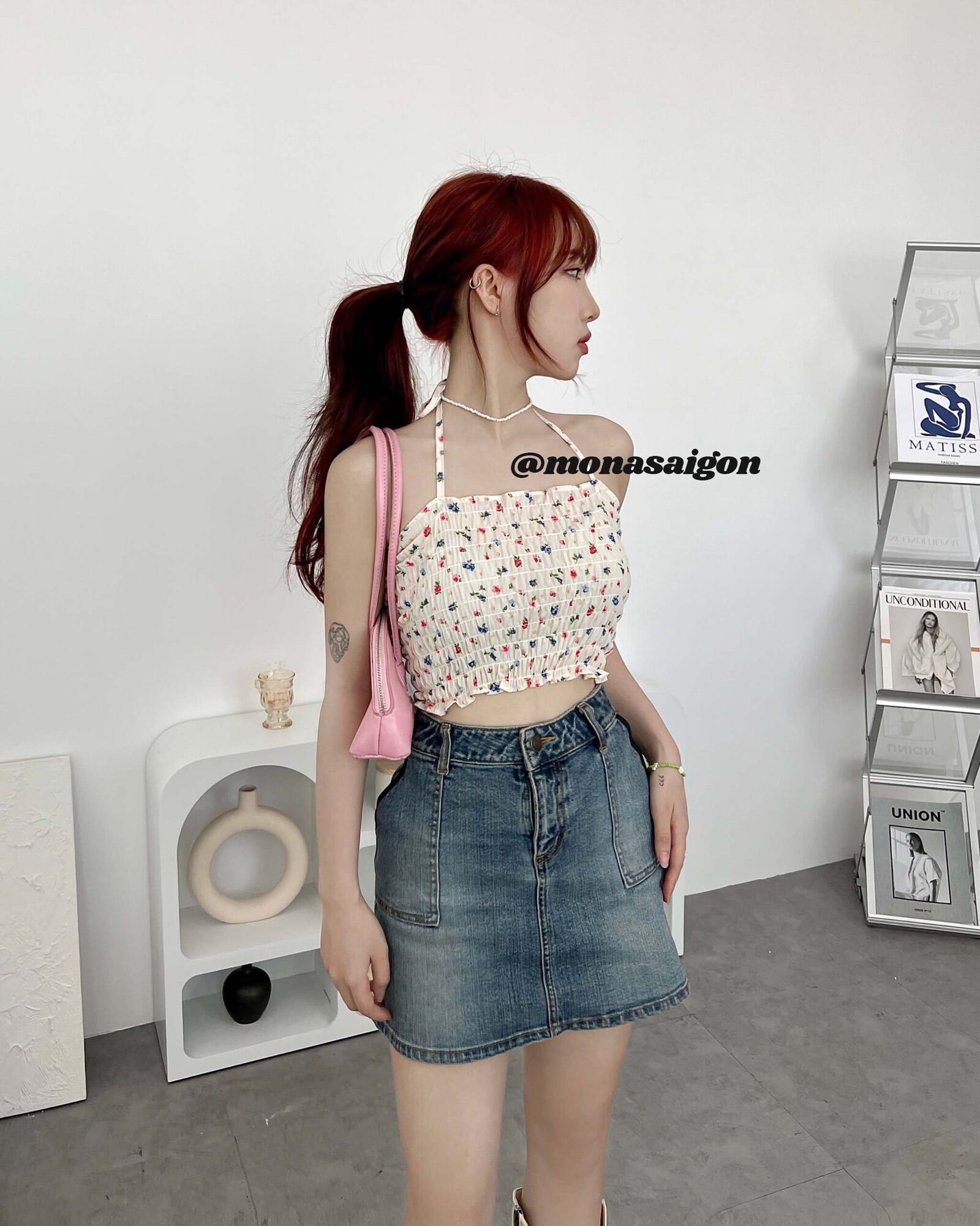 [VOUCHER 12%/149K] Áo croptop hoa nhí MONÁ - ZINA