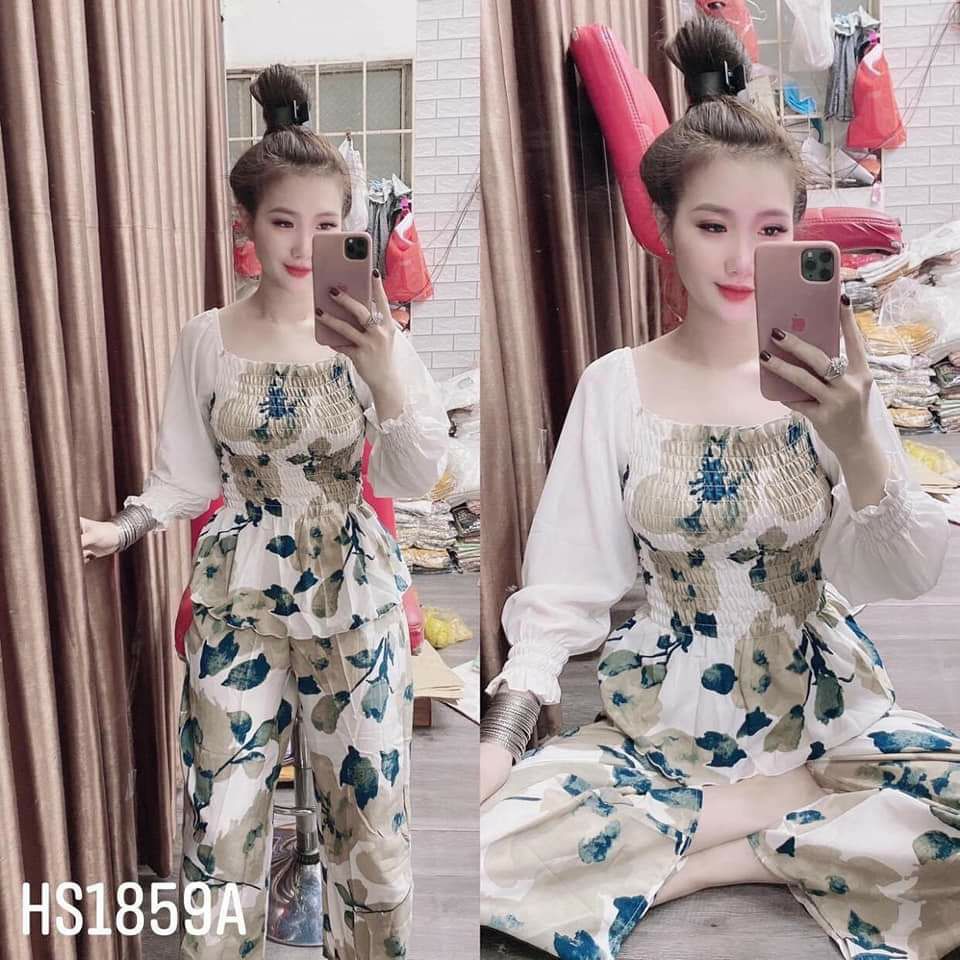 Set bộ thổ cẩm mango phối voan
