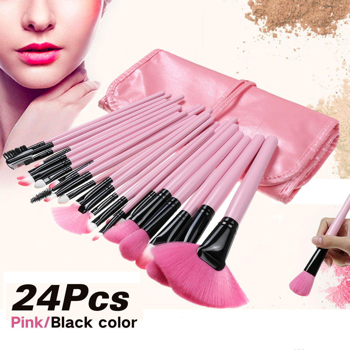 BỘ CỌ TRANG ĐIỂM CHUYÊN NGHIỆP 12_24 CÂY KÈM BAO DA NHIỀU MÀU Gồm: Chổi đánh phấn đánh mắt cọ quạt phủ phấn đánh kem highlight shading mũi vẽ mày viền mí tán phấn mắt plend MÀU mắt cọ má hồng chải mi chải mày