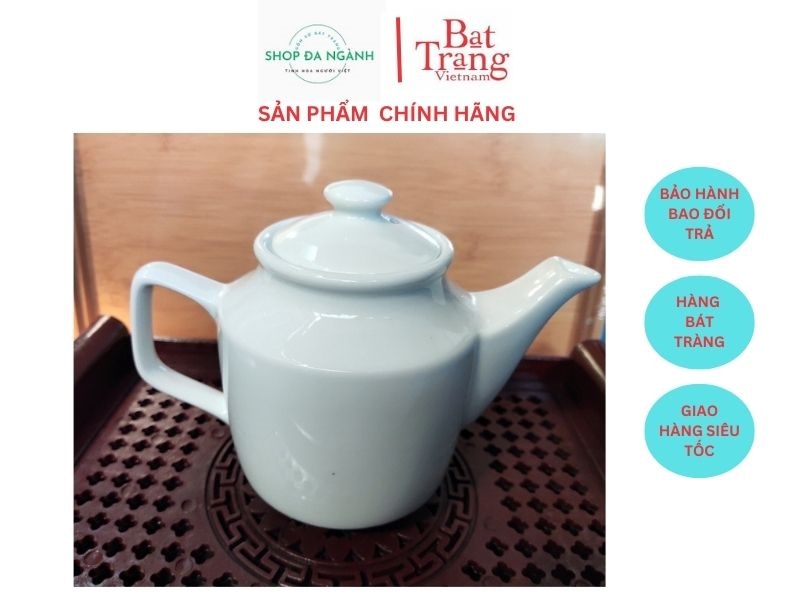 Ấm trà dáng vuông cỡ lớn 700 ml gốm sứ Bát Tràng