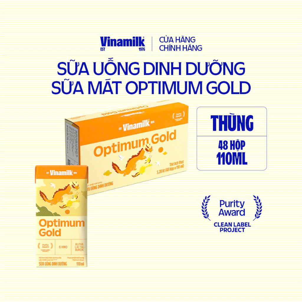 Thùng 48 Hộp Sữa Bột Pha Sẵn Vinamilk OPTIMUM GOLD 110ml.