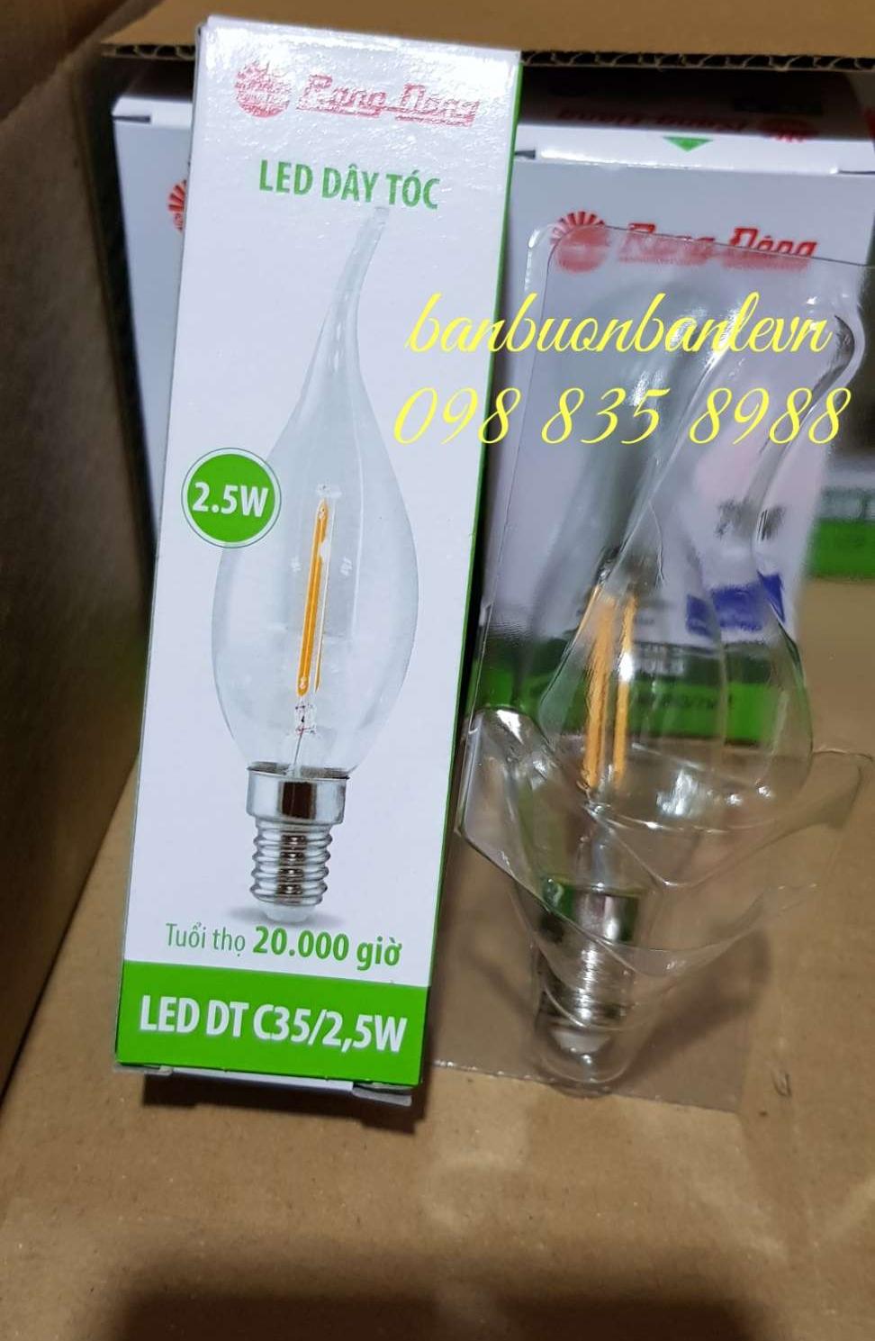 Bóng đèn LED nến dây tóc 2,5w Rạng Đông