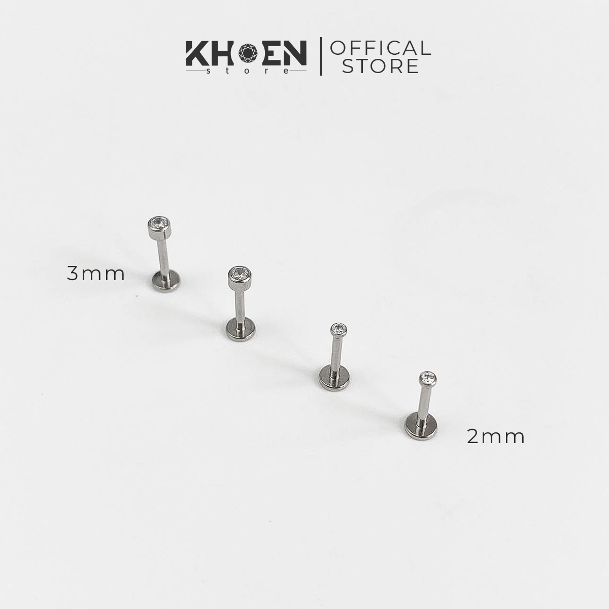 (1 Chiếc) Khuyên đá cài thân 1.2mm - Titanium - Khoen Store