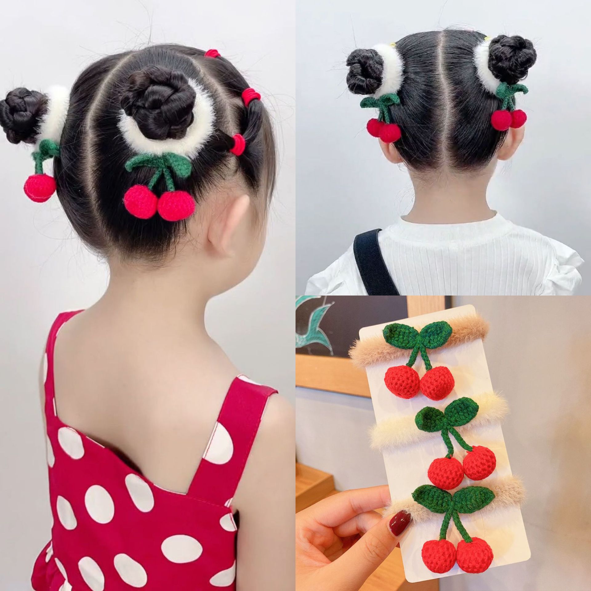 Dây Cột Tóc, dây buộc tóc cherry đẹp, cột tóc cherry, Cho Bé Chùm Cherry Xinh Xắn