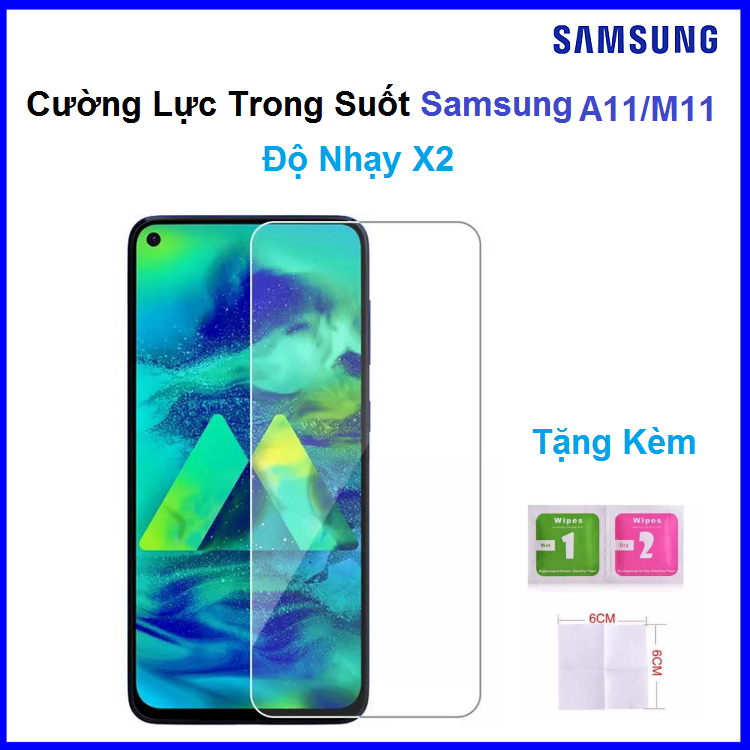 Kính cường lực Samsung A11/M11 kính trong suốt Không Full Độ Nhạy X2