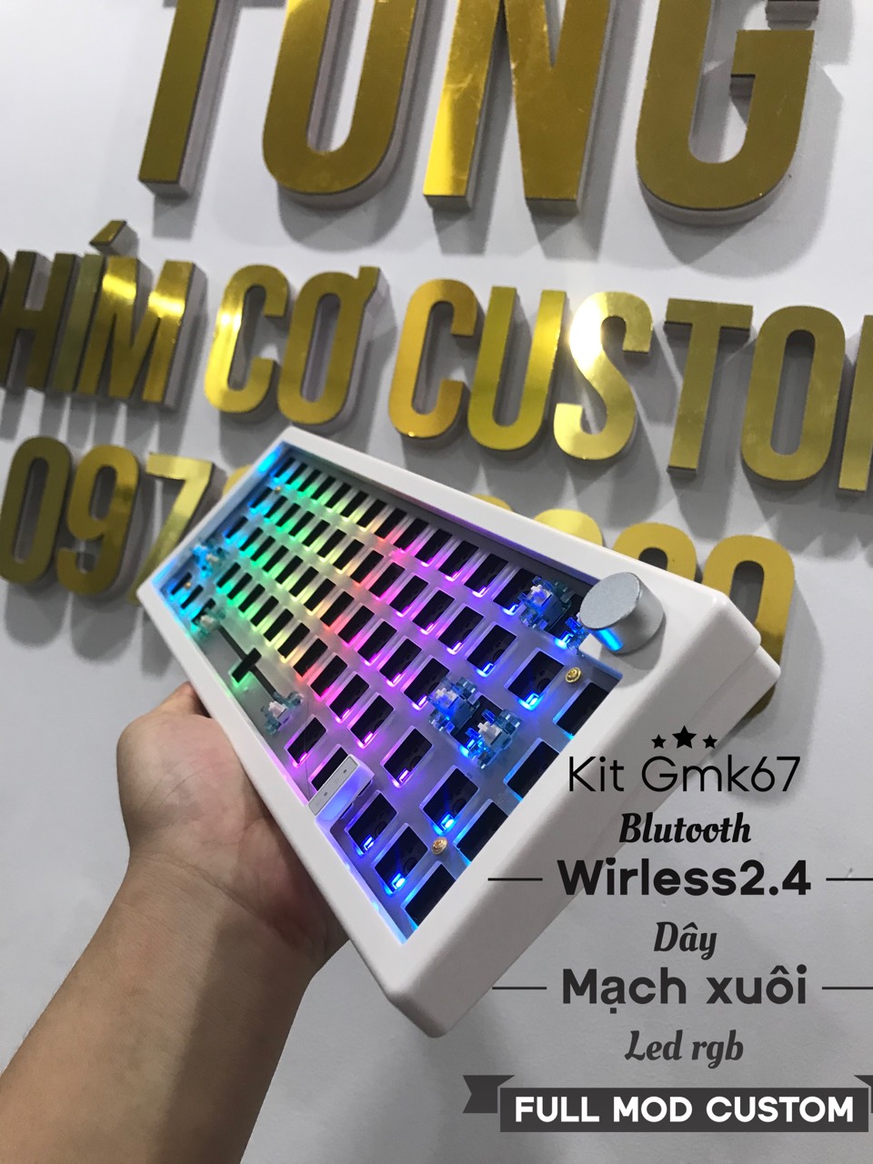 Kit GMK 67 Đã Full MOd (foam tiêu âm, tape mod,cân wire, lube stab, foam pe) Mạch xuôi ,led rgb