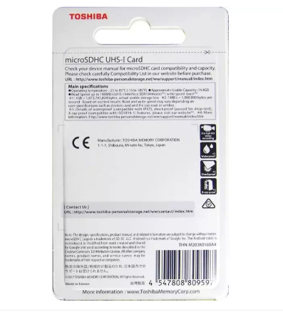 Thẻ nhớ MicroSD 16GB TOSHIBA Box Class10 90MB/s
