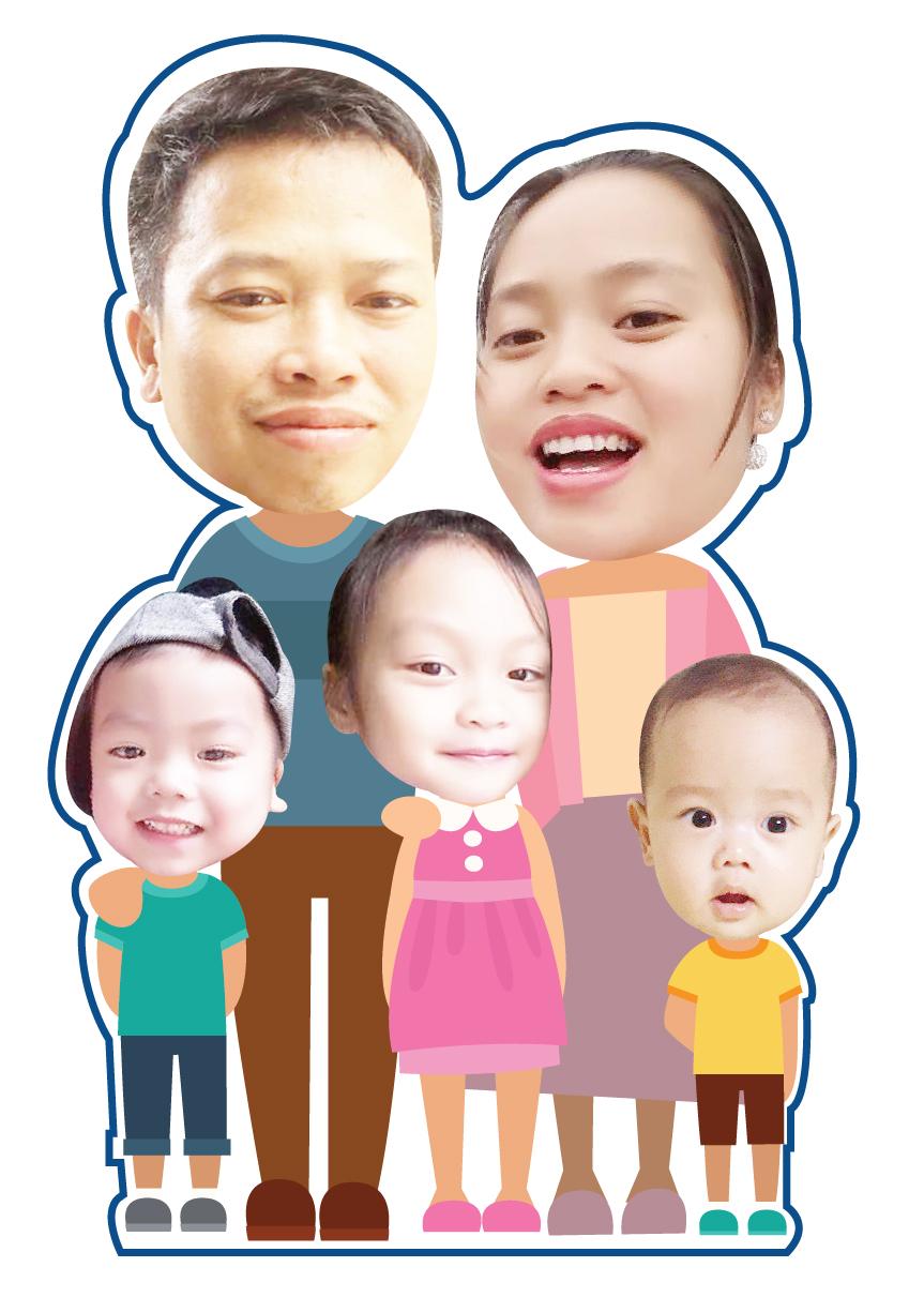 Chibi gia đình trangt trí sinh nhật cao 30cm