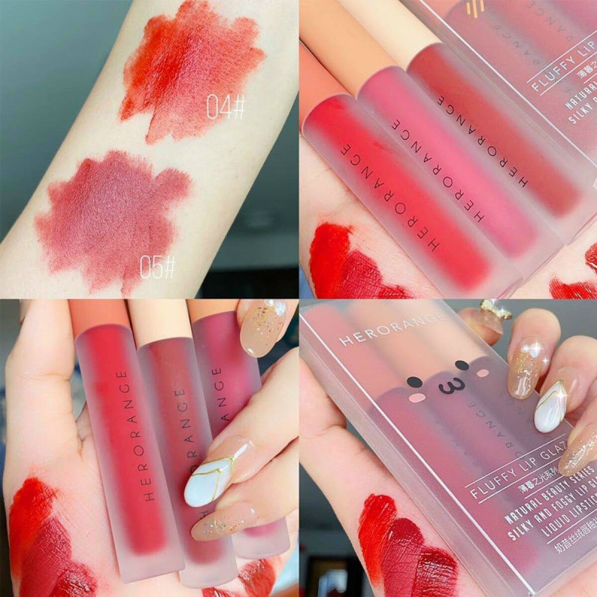Set 3 Cây Son Kem Lì Herorange Fluffy Lip