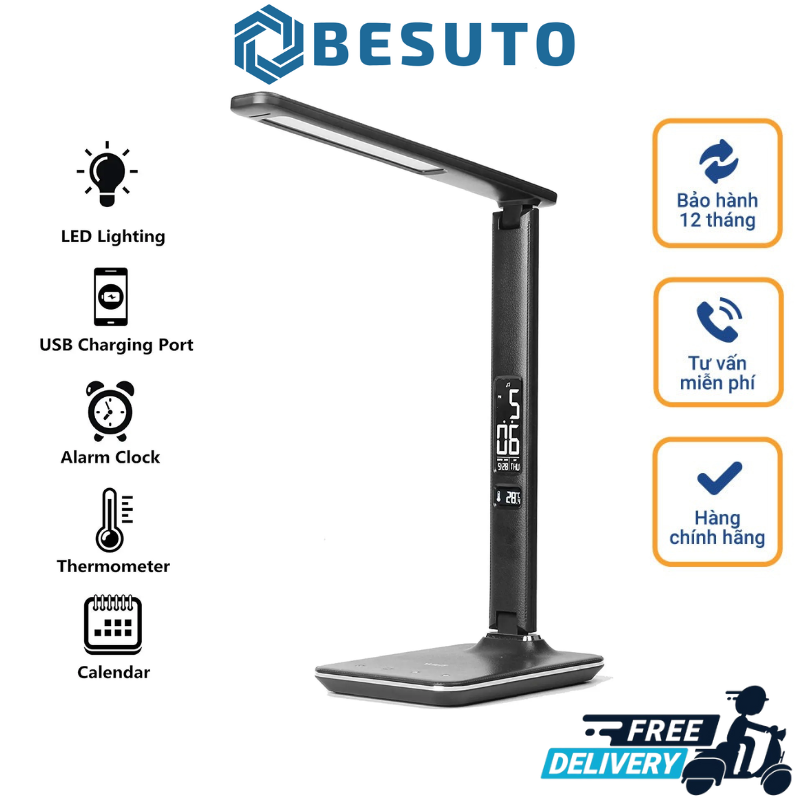 Wilit U13AQ Anti-Proximity Student Desk Lamp, Desk Study Lamp, Smart LED Light with Temperature Measurement, Alarm, Phone Charger, Eye Protection Lamp with 3 Customizable Light Modes, 12 Month Warranty, Imported from Germany