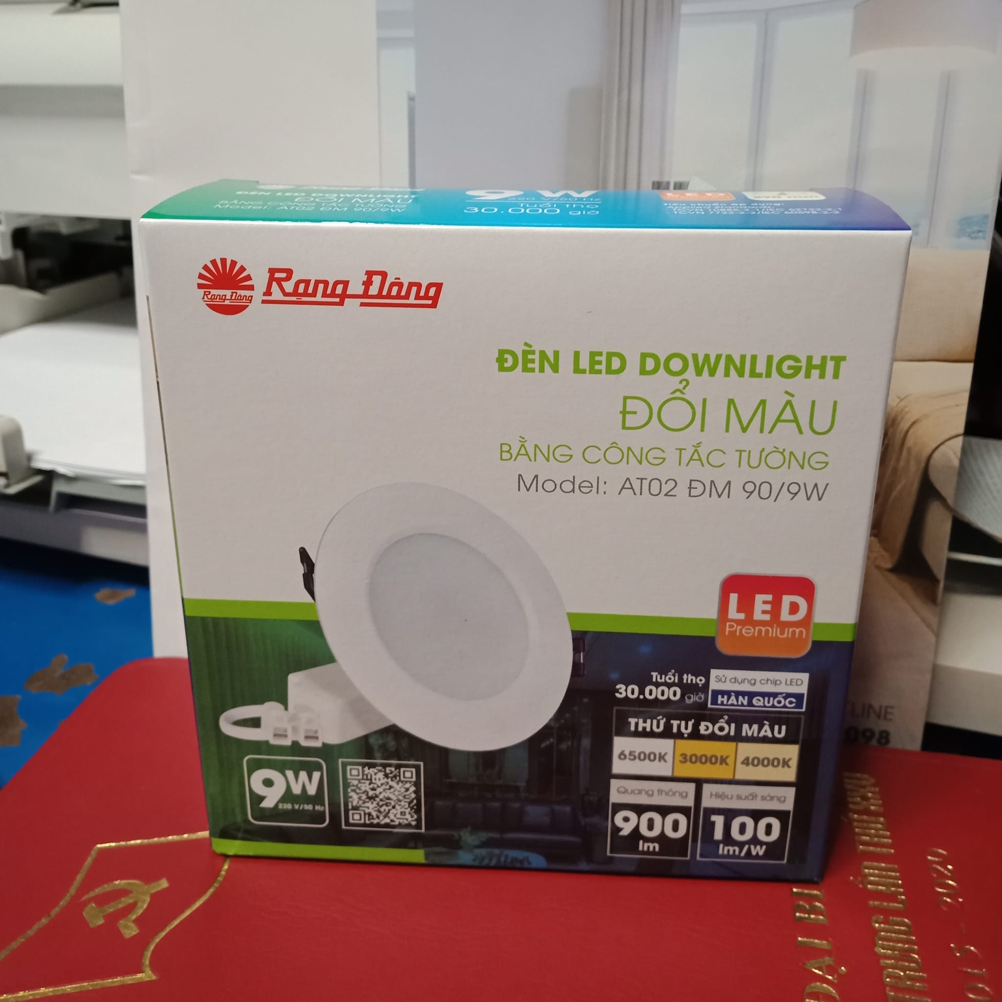 Đèn led âm trần downlight đổi màu dat02 90/ 9w rạng đông