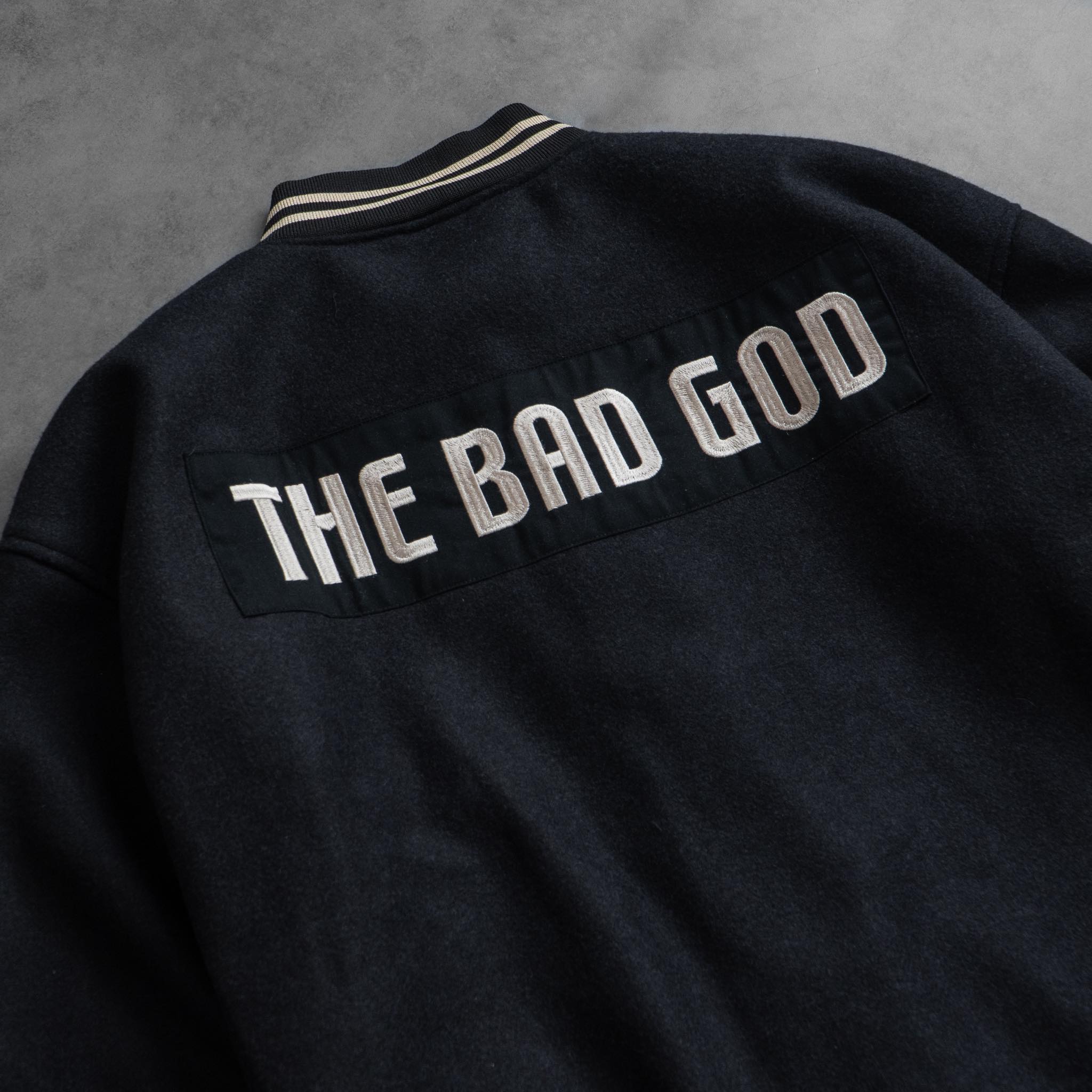 Áo bomber varsity jacket The Bad God chất dạ 100% dày dặn