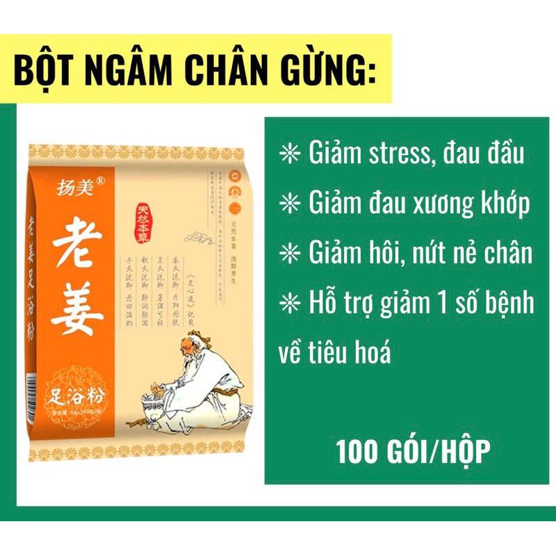 Túi 100 gói thảo dược ngâm chân ông già đông y, bịch ngâm chân ngải cứu dạng bột đủ vị giảm đau nhức xương khớp đa năng