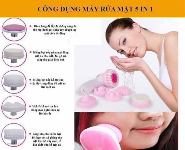 MÁY RỬA MẶT MASSAGE 5 IN 1 BEAUTY