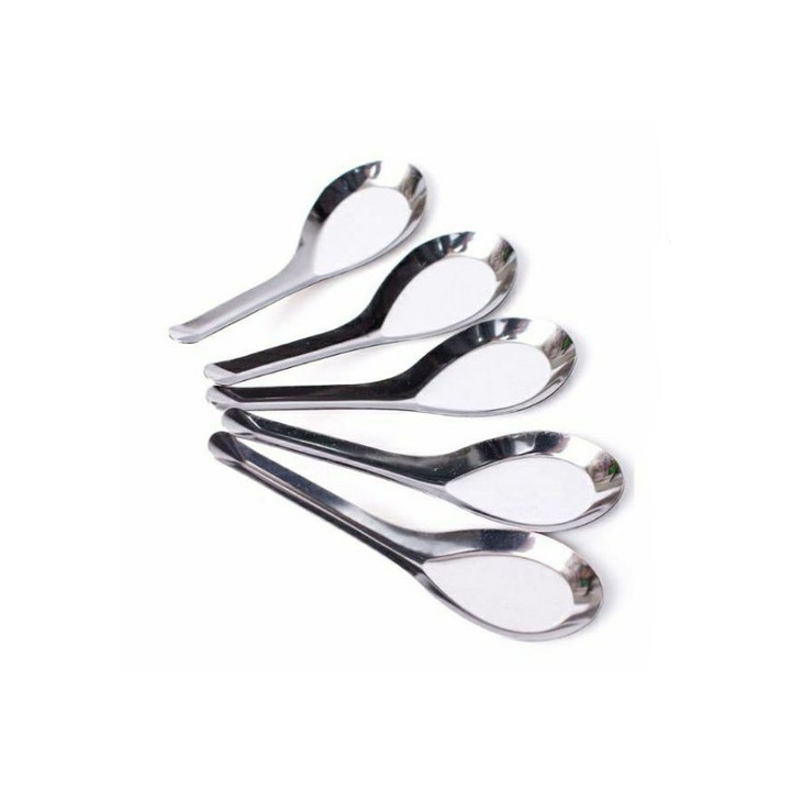 Set 10 Thìa Ăn Cơm Phở Inox Cán Ngắn - Thìa Hoa Sen Cao Cấp